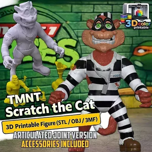 TMNT Scratch the cat color printable and renderable v2