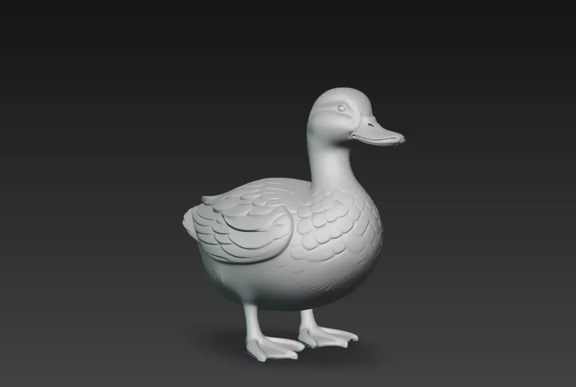 Duck Standing Farm Bird Waterfowl Sculpture STL 3D Print 3D print model