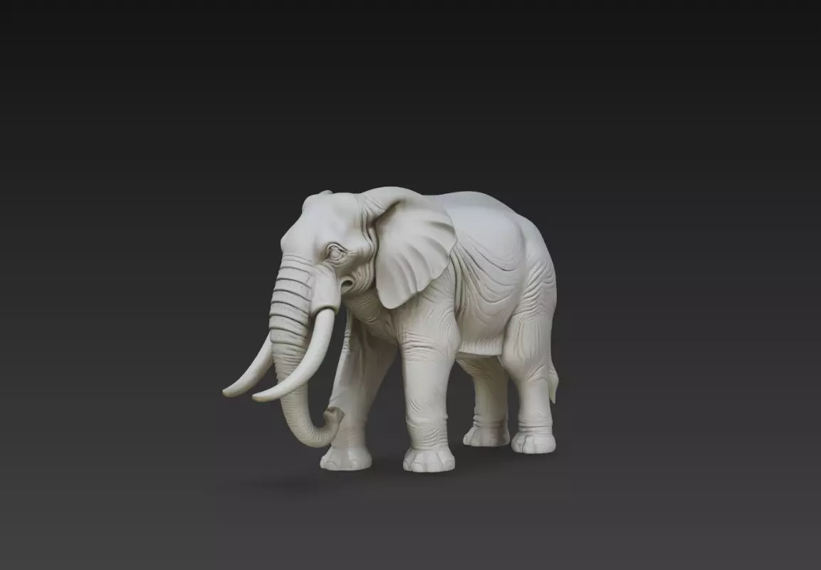 Elephant Realistic Wildlife Animal Sculpture STL Model 3D print model