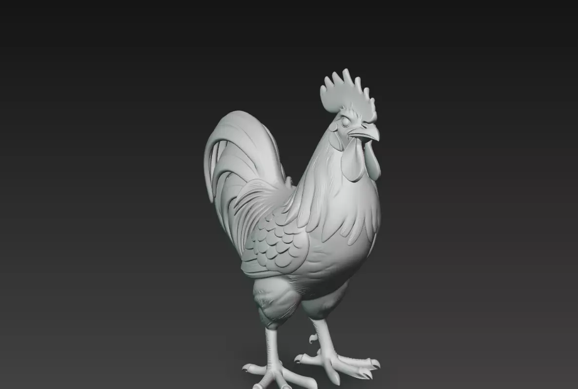 Crowing Rooster Statue Farm Chicken Open Beak STL 3D Print 3D print model