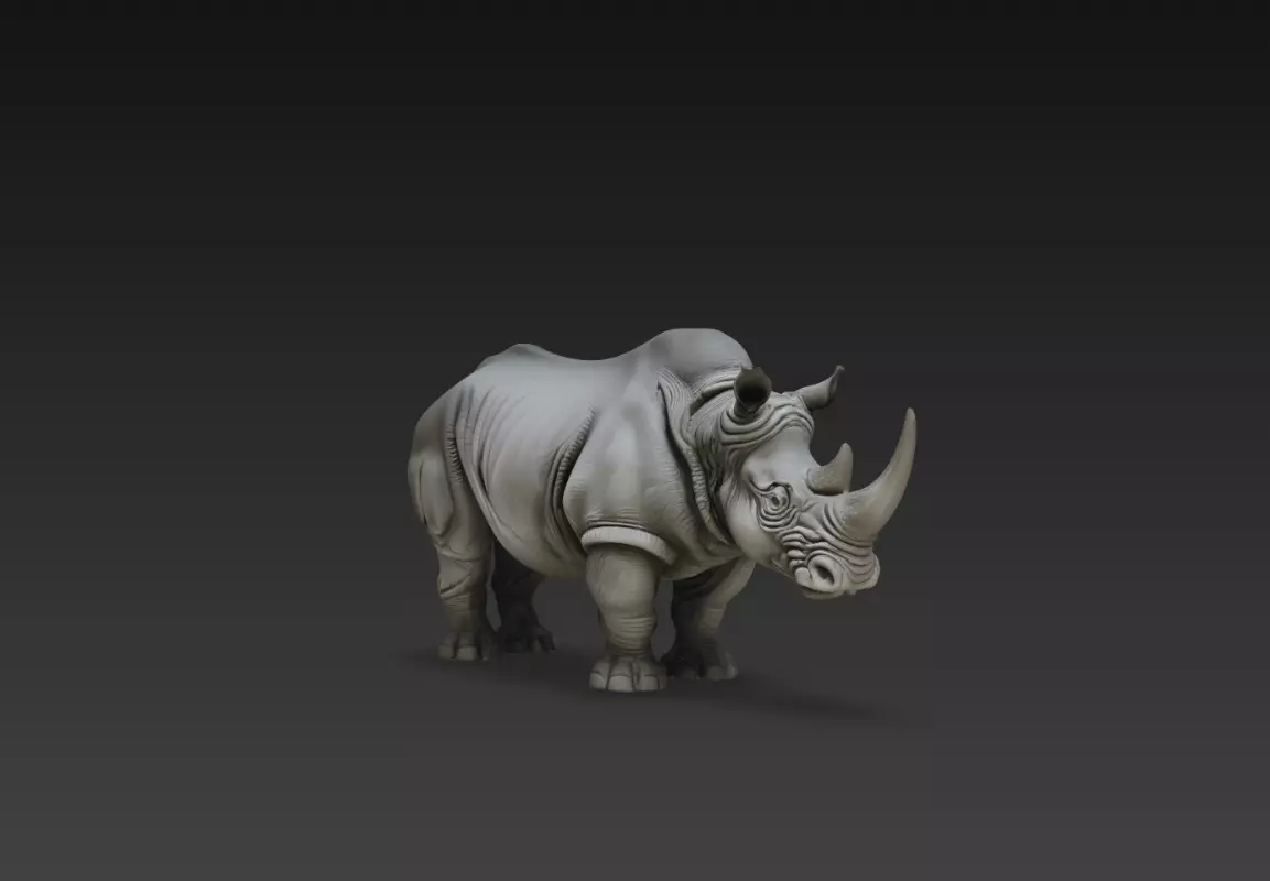 Realistic Rhino Animal Sculpture Wildlife STL Model 3D print model