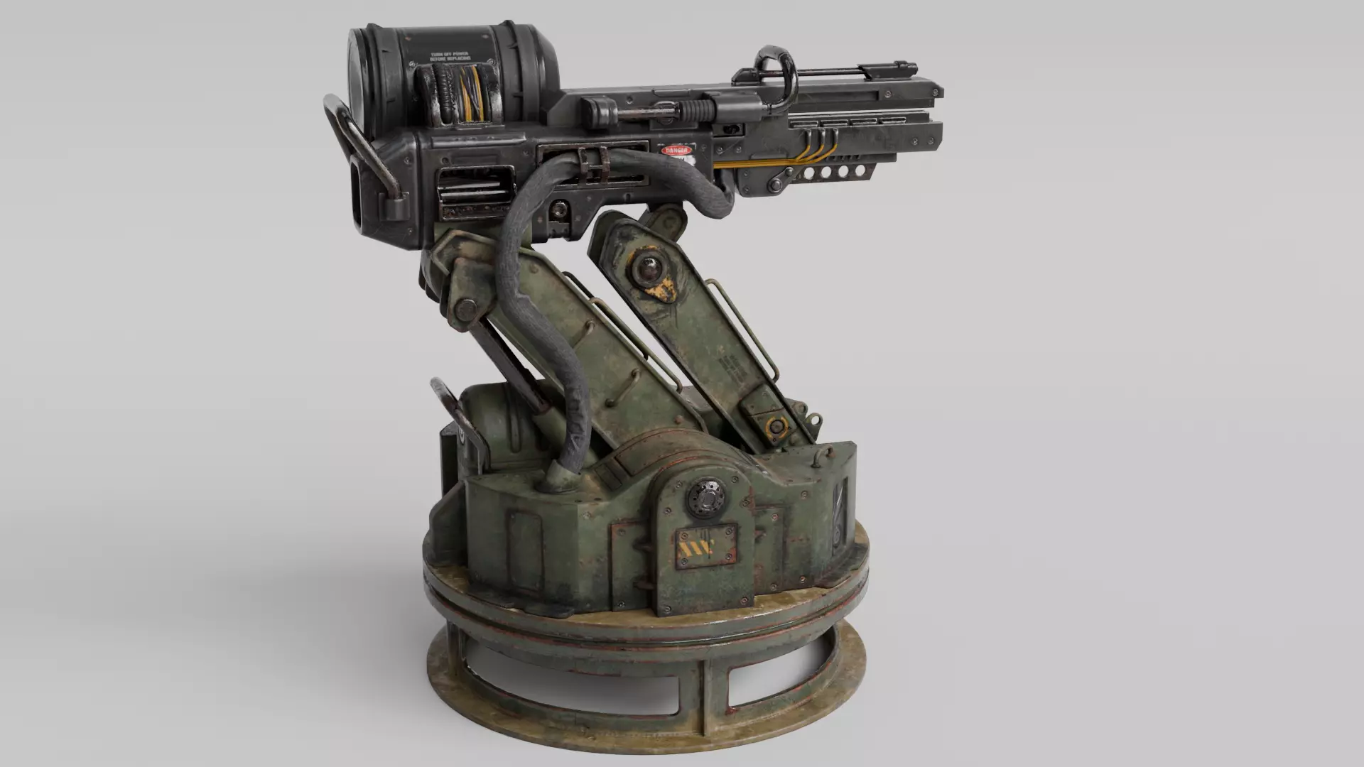 Rail turret Low-poly 3D model