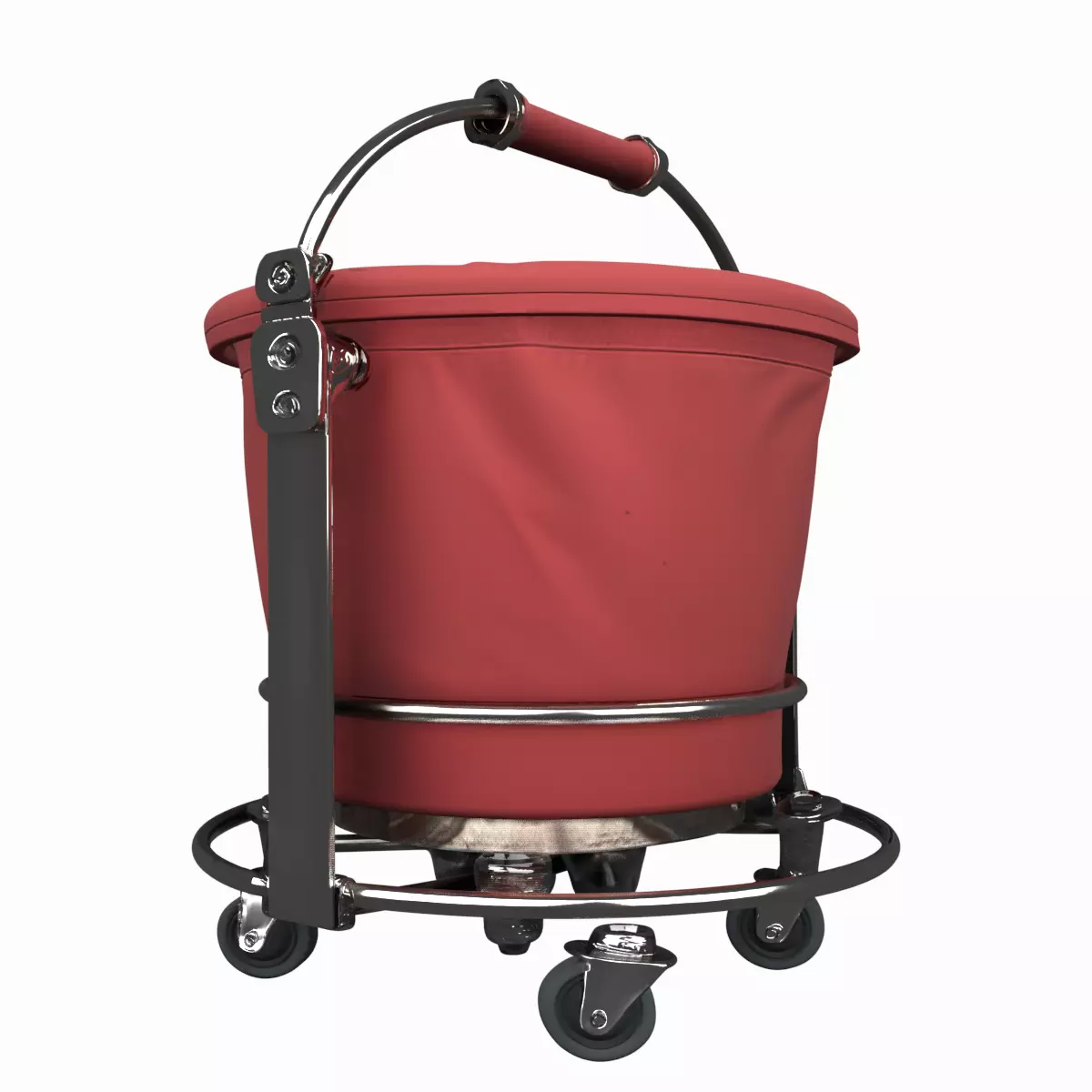3D Medical Kick Bucket Chrome Frame Red Bag Rubber Bumpers 3D model