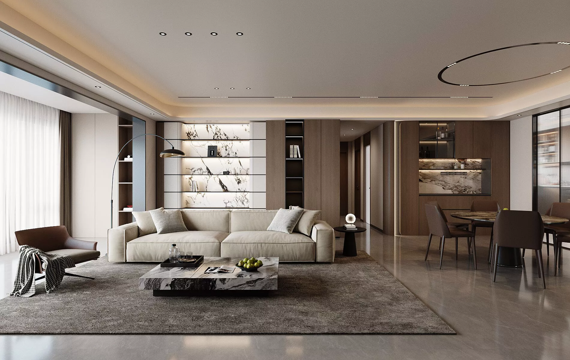 Light luxury living room 3D model