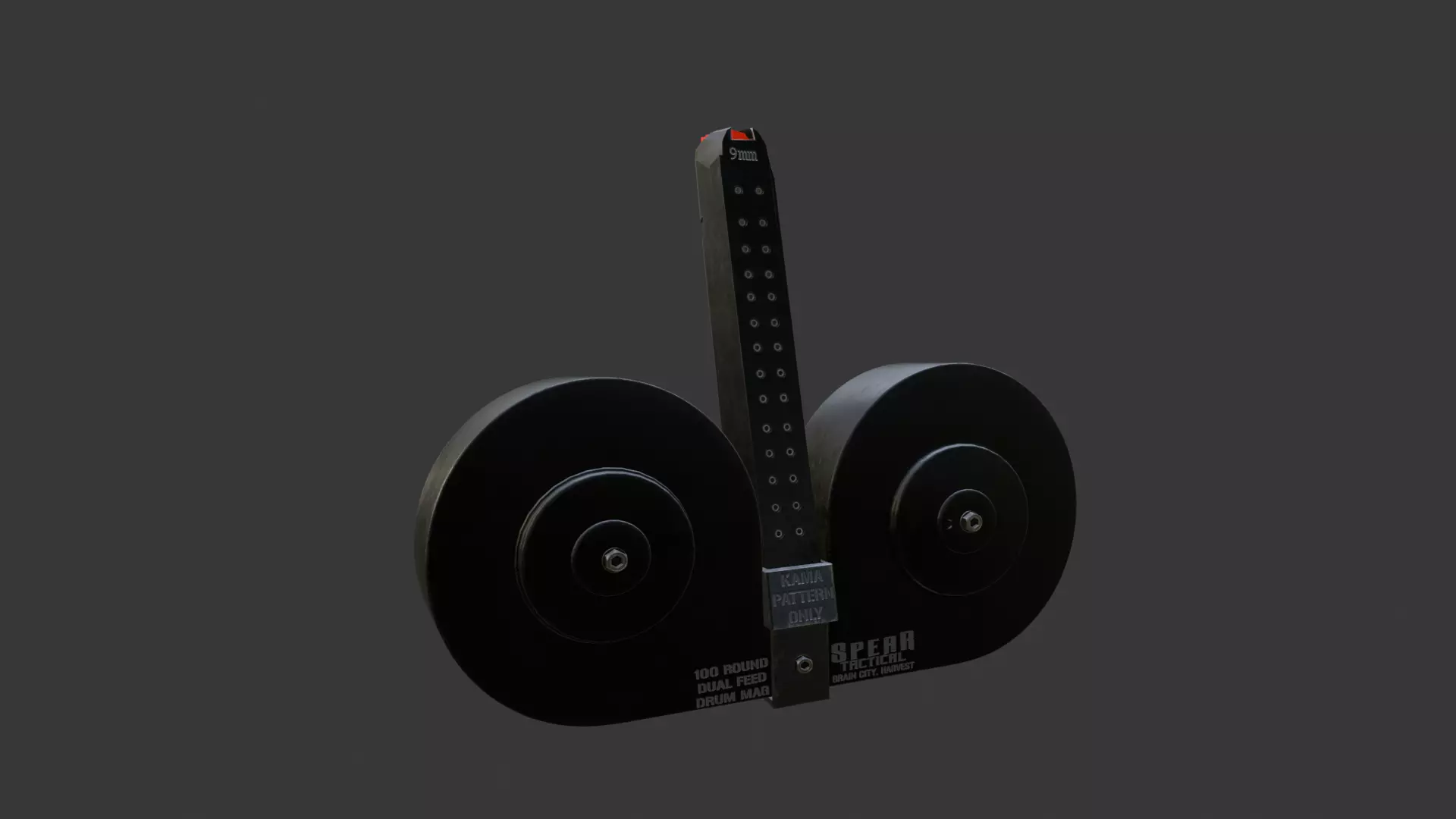 Twin feed Drum magazine Low-poly 3D model