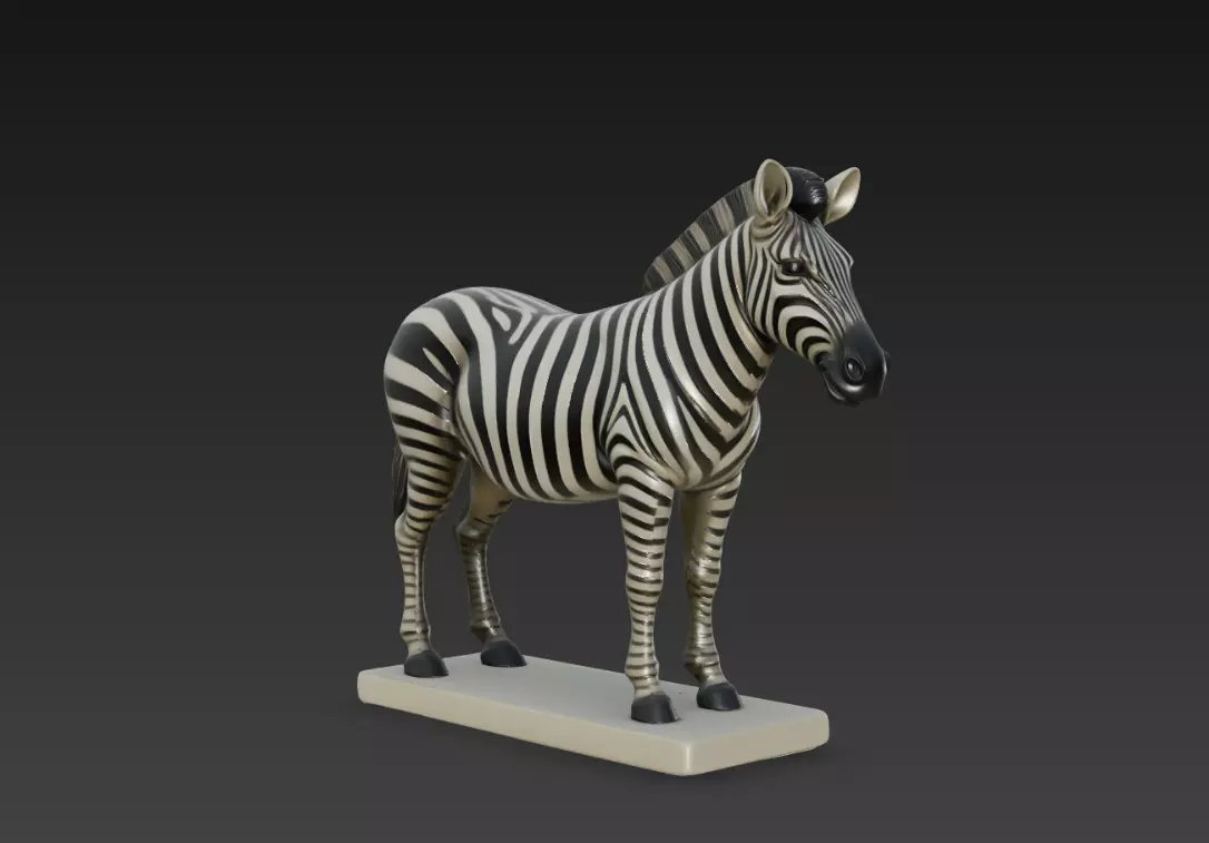 Zebra Statue with Base Realistic African Animal Sculpture 3D print model