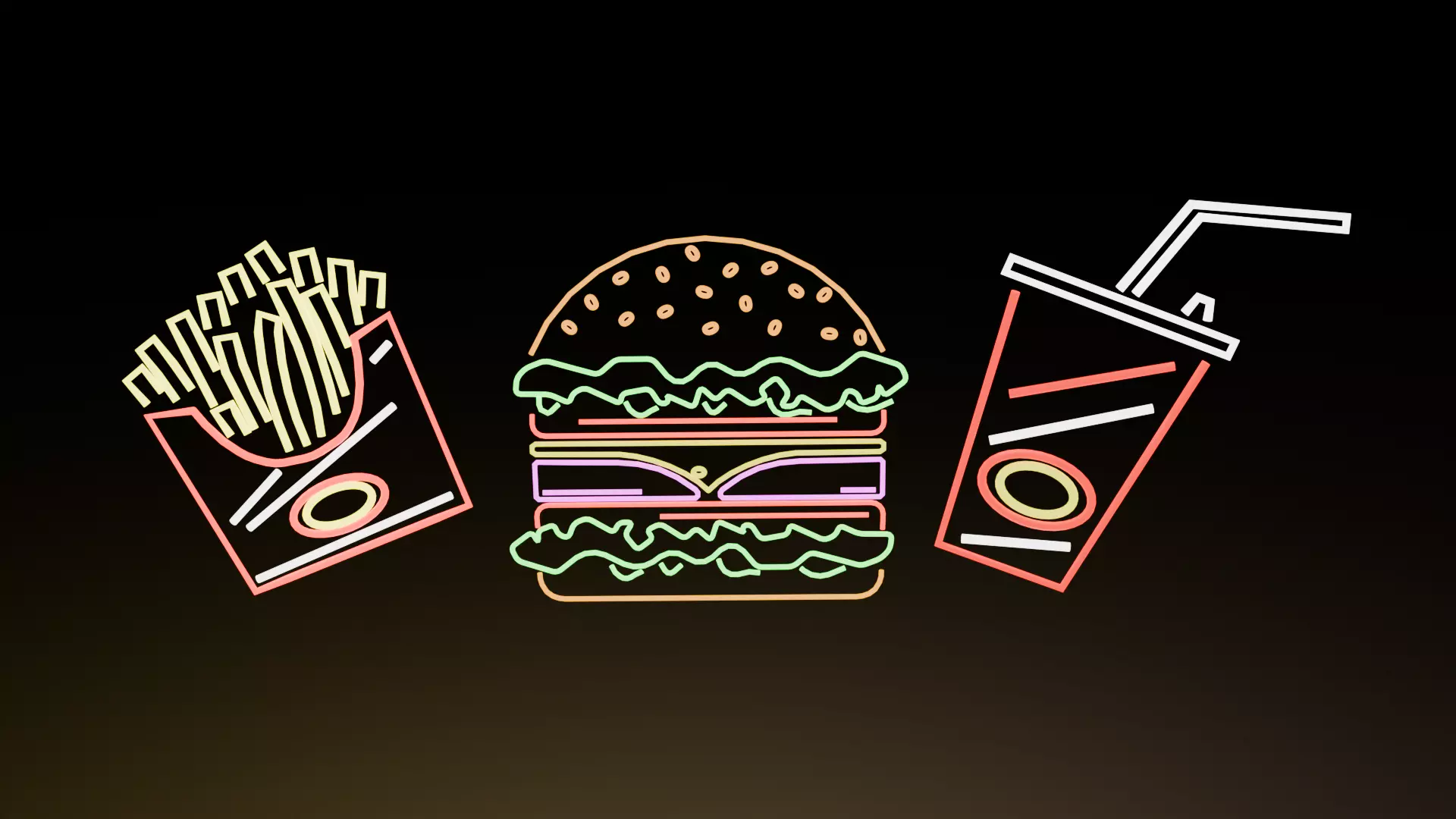 Neon Food Signs - Retro City Free low-poly 3D model
