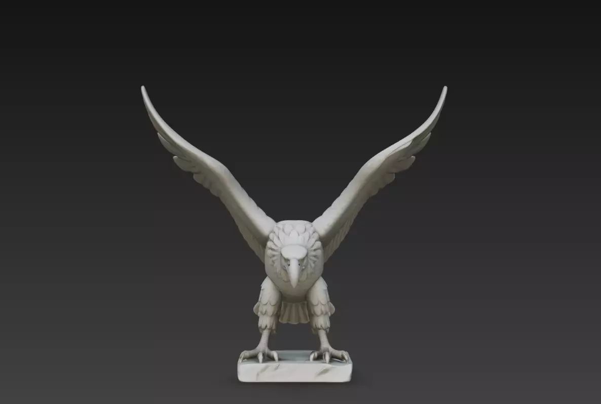 Eagle Attack Pose Wings Spread Sculpture STL 3D Model 3D print model