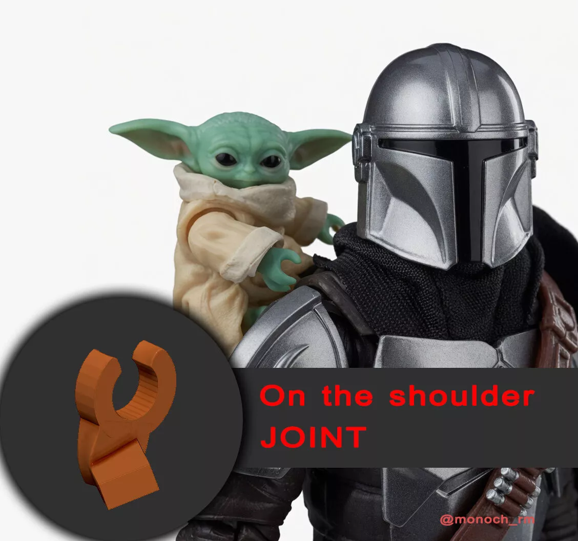 grogu on shoulder joint 3D print model