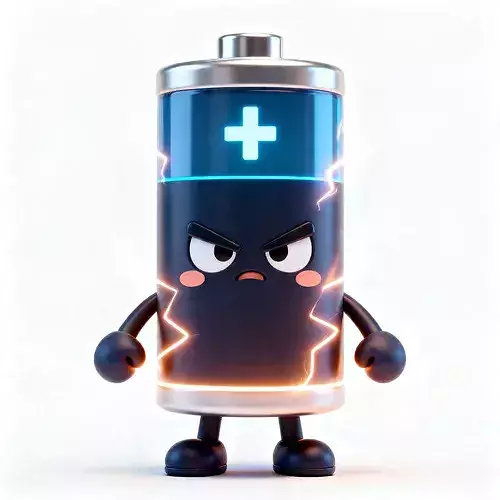 High-Energy Angry Battery Chibi Mascot  Character