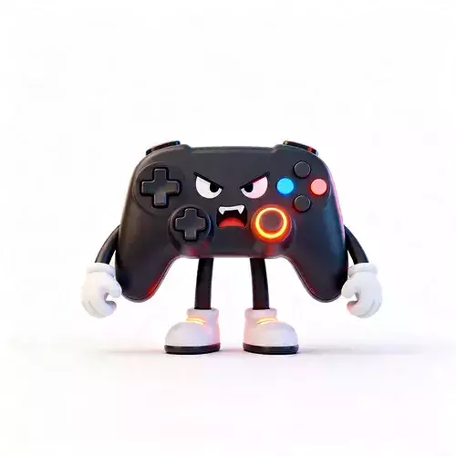Aggressive Chibi Game Controller Mascot 3D Character