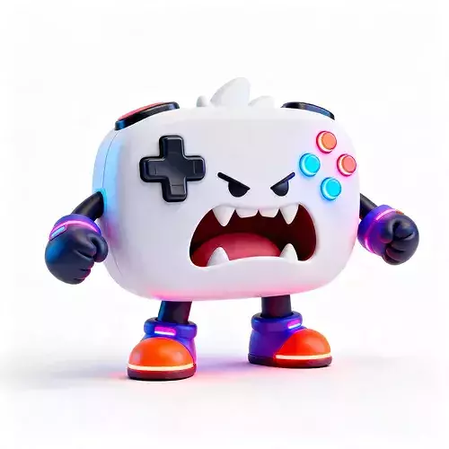 Aggressive Chibi Game Controller Mascot  Character 3D model