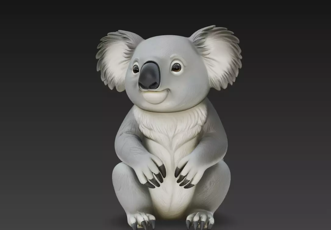 Cute Koala Sitting Cartoon Animal Figure Detailed 3D Print STL 3D print model