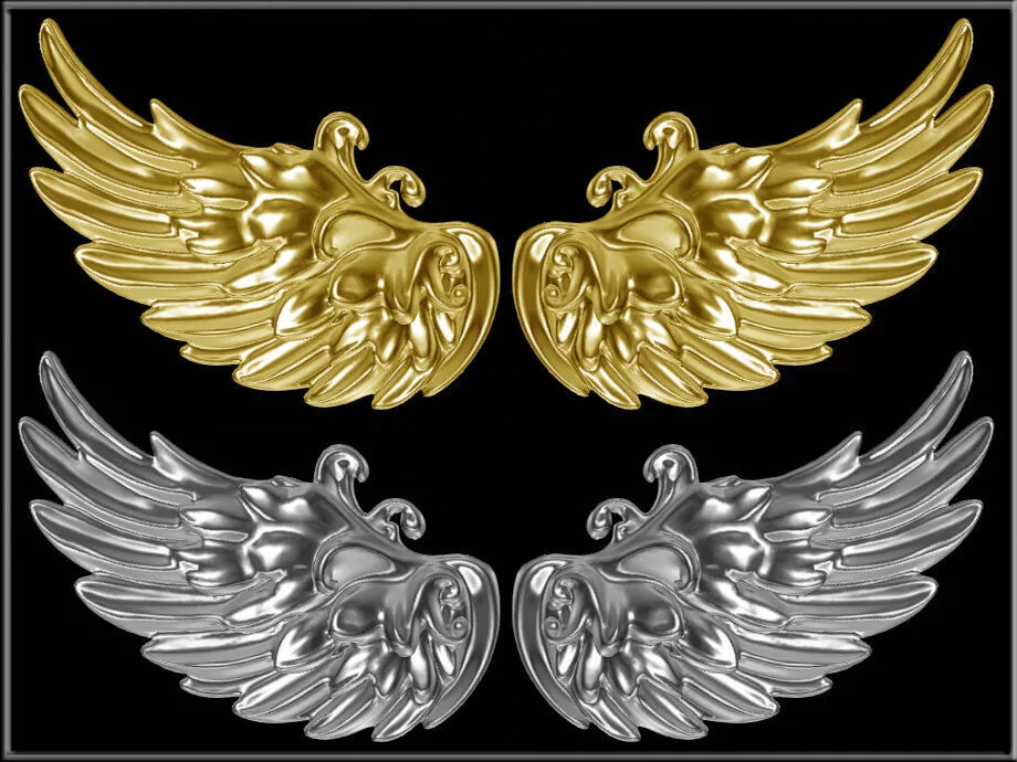 Elegant Angel wings - Right and Left Low-poly 3D model