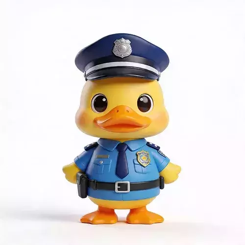 Officer Quack Chibi Rubber Duck Police Mascot 3D Character