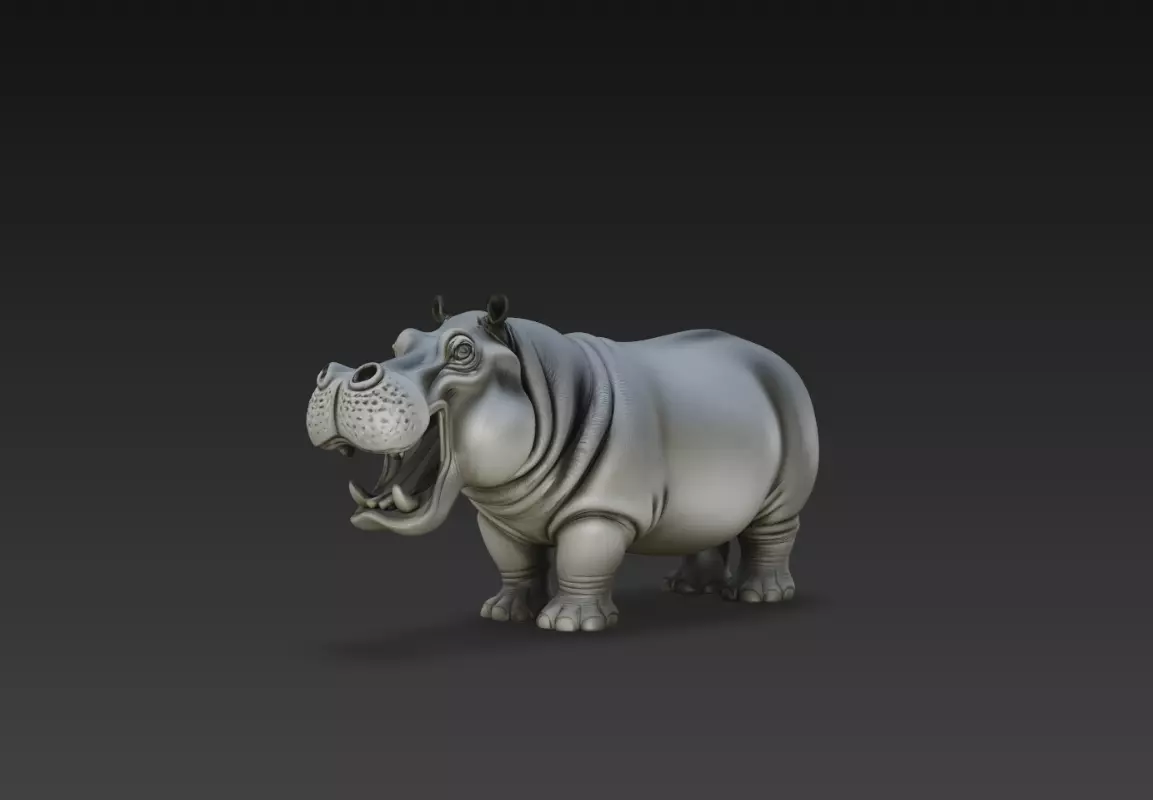 Cartoon Hippopotamus Animal Sculpture Cute Hippo 3D Print STL 3D print model