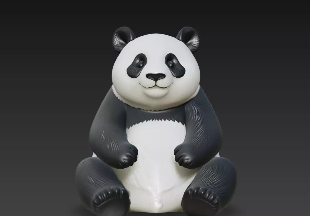 Cute Panda Sitting Cartoon Animal Figure Clean Style 3D 3D print model