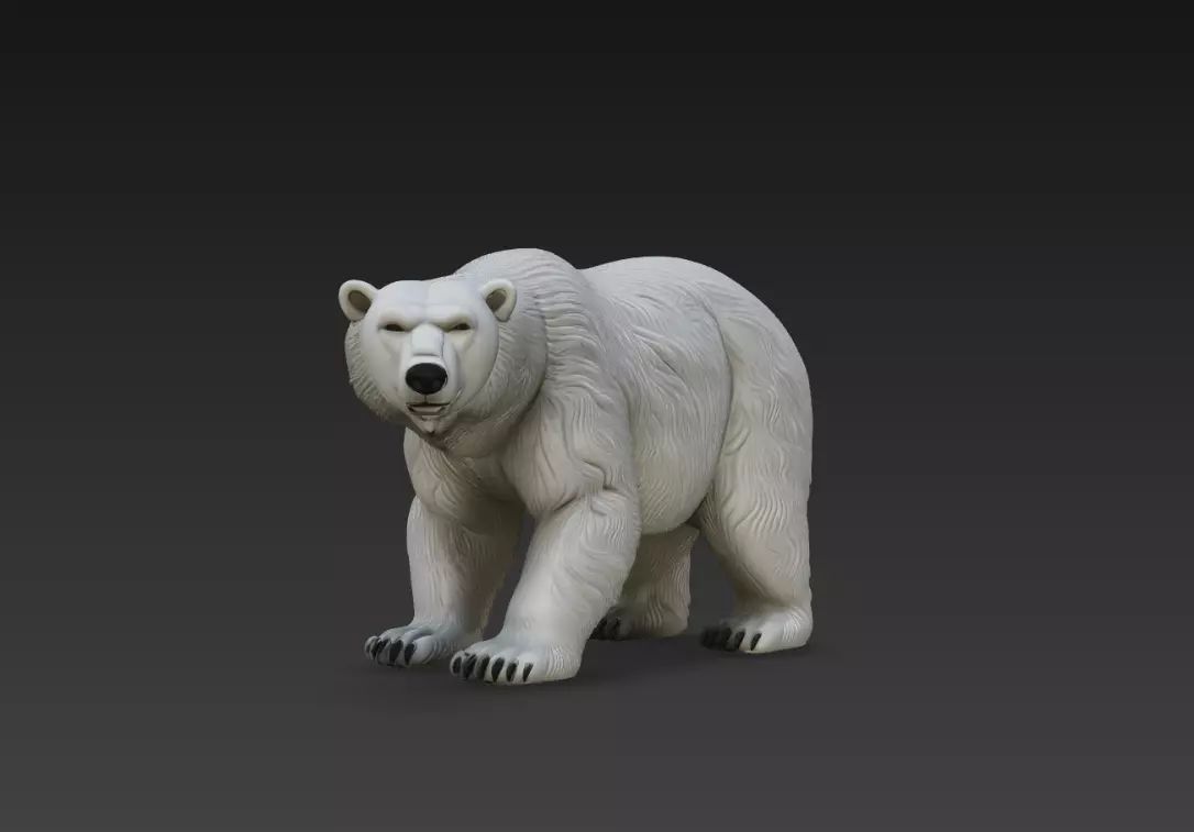 Polar Bear Animal Sculpture Walking Pose Realistic 3D Print STL 3D print model