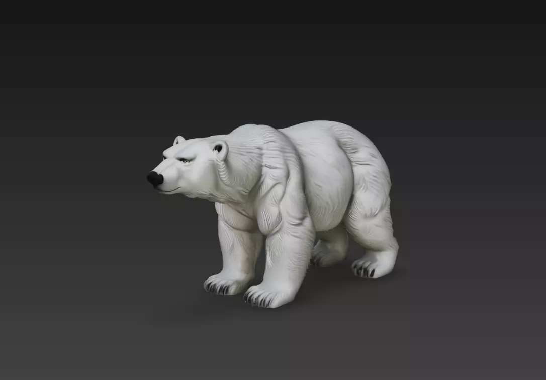 Polar Bear Walking Wildlife Sculpture Realistic Animal 3D Print 3D print model