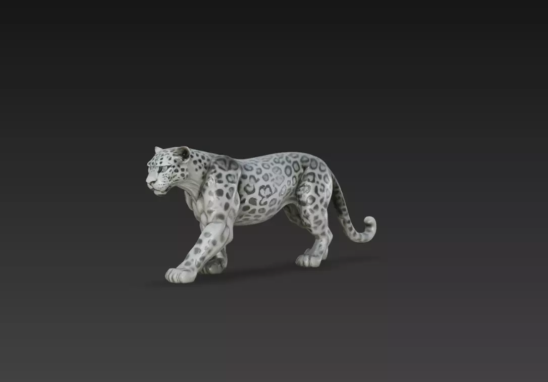 Snow Leopard Walking Animal Sculpture Realistic Big Cat 3D 3D print model