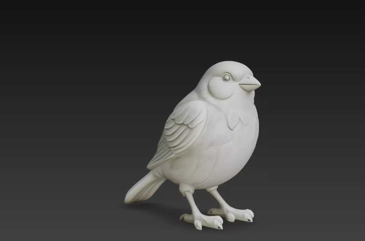 Cute Small Bird Sculpture Rounded Stylized Sparrow STL Model 3D print model
