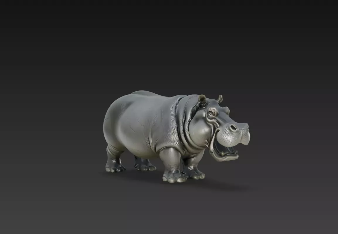 Realistic Hippopotamus Sculpture Angry Wild Animal 3D Print STL 3D print model