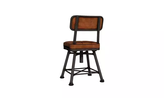 Industrial Chair Vintage Metal Leather Seat 3D model 5