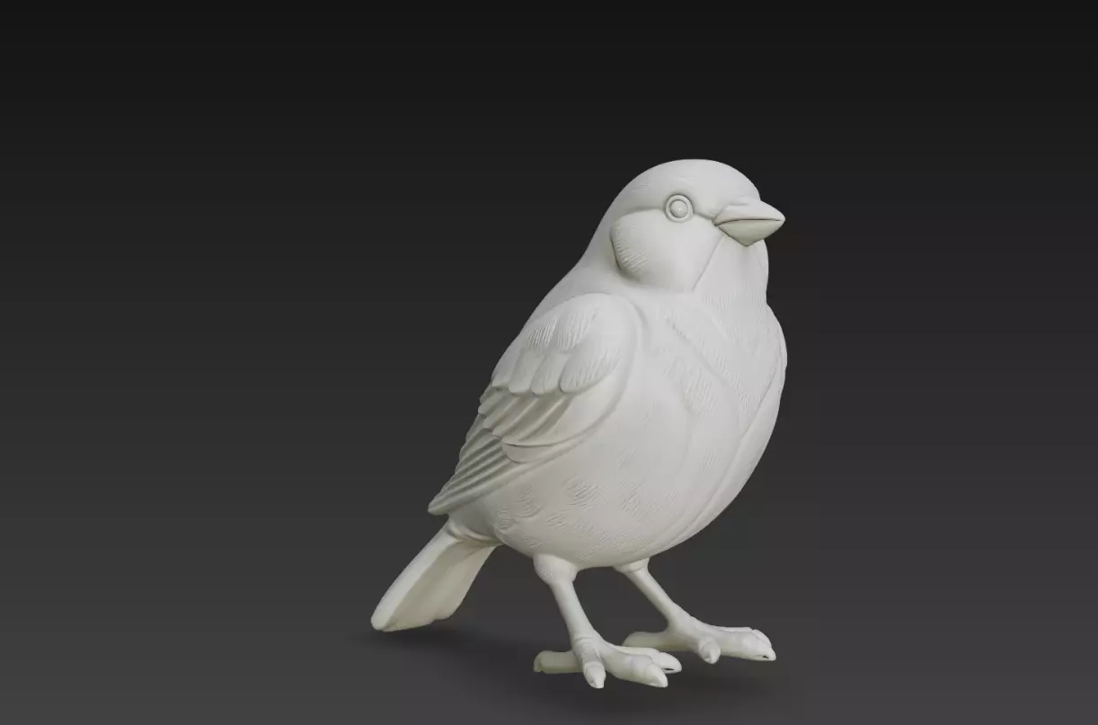Rounded Sparrow Bird Sculpture Soft Stylized Animal STL Model 3D print model