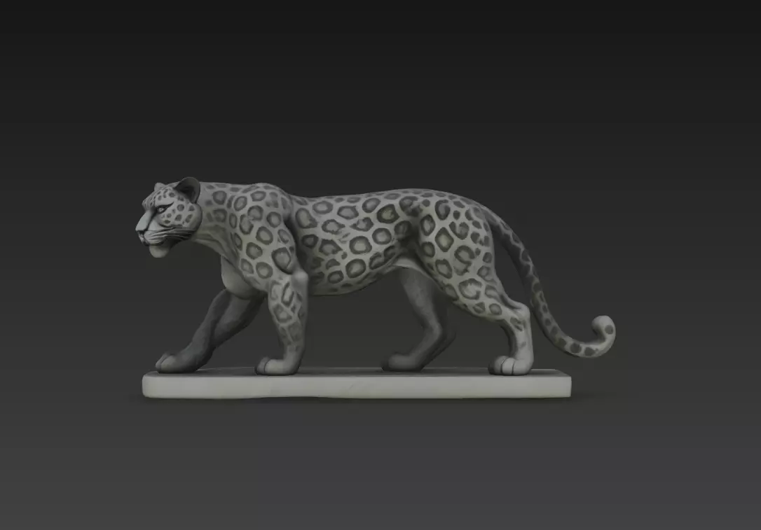 Leopard Walking Sculpture Wild Cat Animal 3D Print Model STL 3D print model