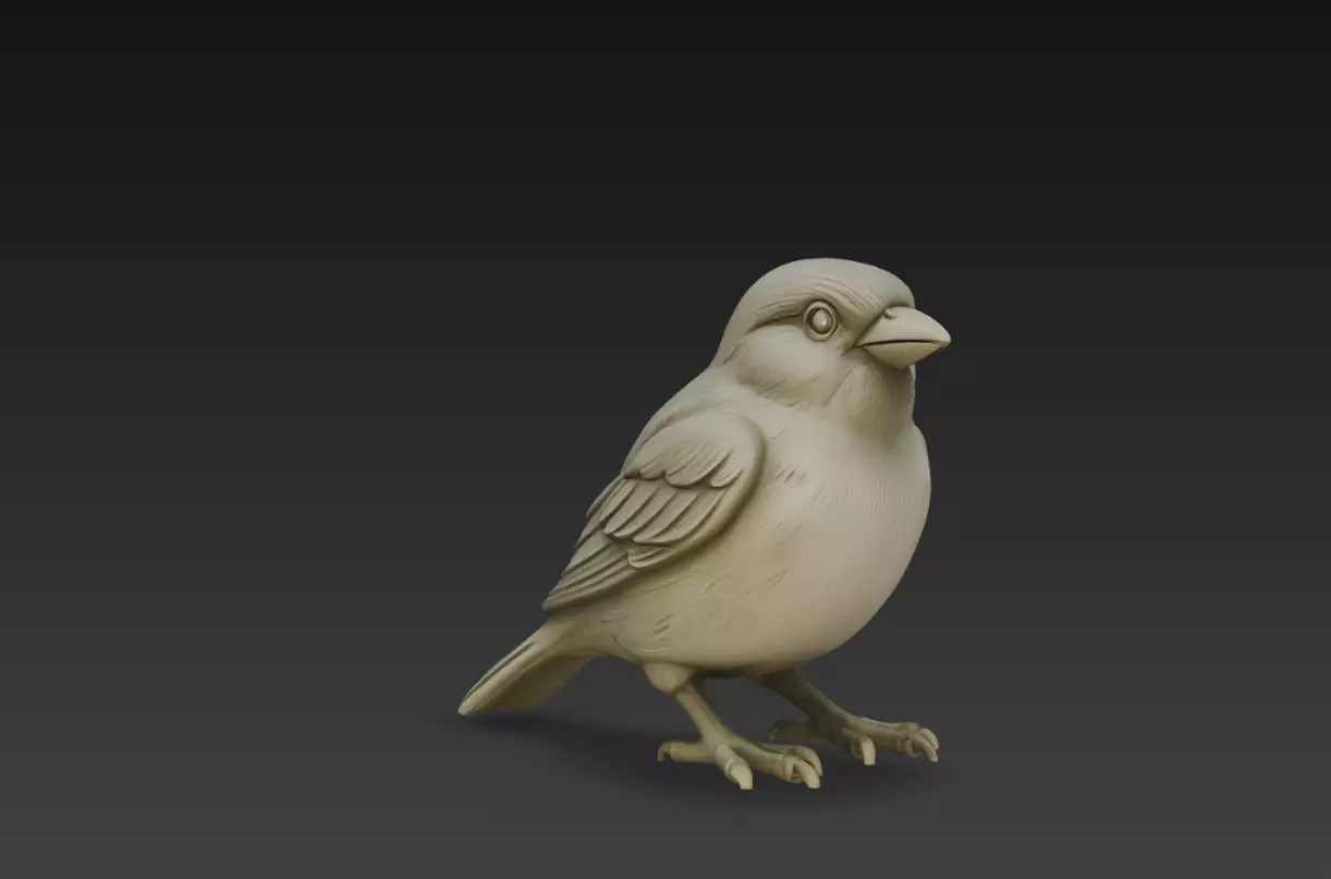 Cute Sparrow Bird Figurine Stylized Small Animal STL Model 3D print model