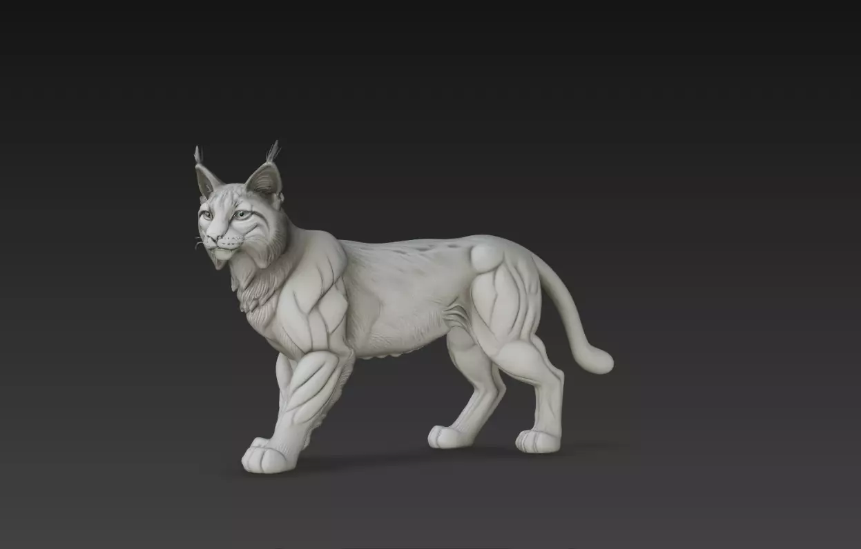 Lynx Wild Cat Sculpture Walking Animal 3D Print Model STL 3D print model