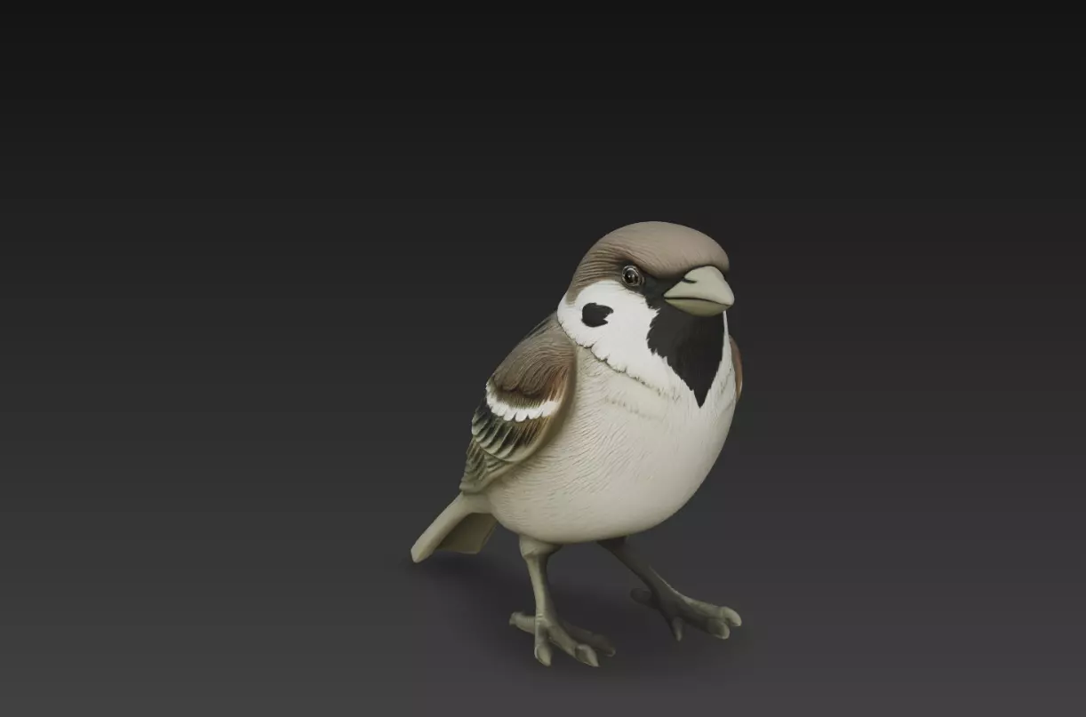 House Sparrow Bird Figurine Realistic Small Animal STL Model 3D print model