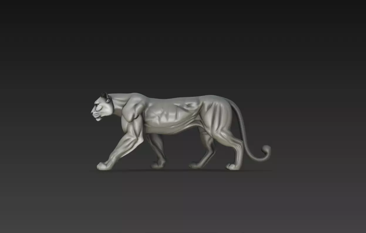 Panther Walking Sculpture Wild Big Cat 3D Print Model STL 3D print model