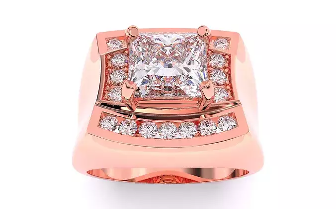 Mens Solitaire Ring 3dm stl renders details 