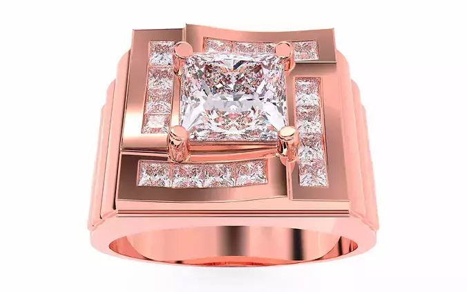 Mens Solitaire Ring 3dm stl renders details 
