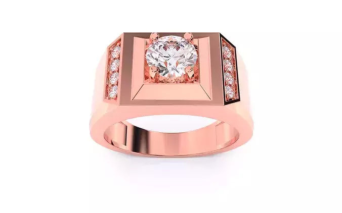 Mens Solitaire Ring 3dm stl renders details 