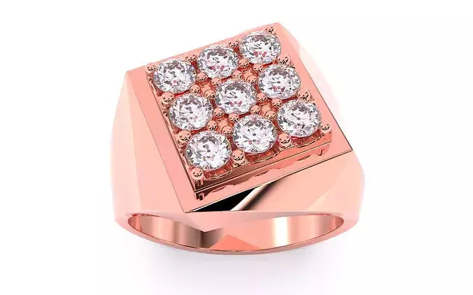 Mens Solitaire Ring 3dm stl renders details 
