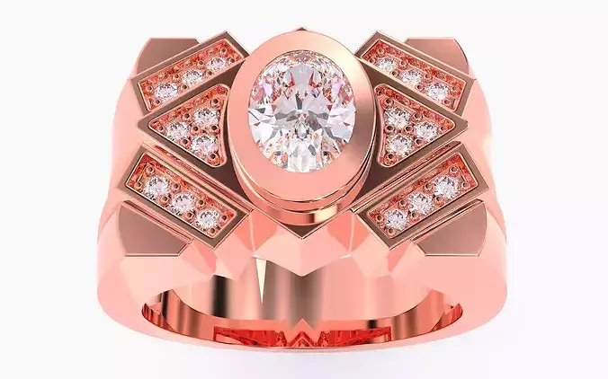 Mens Solitaire Ring 3dm stl renders details 