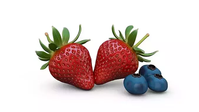 Strawberries and Blueberries - Set 1 - High Poly 3D print model 2
