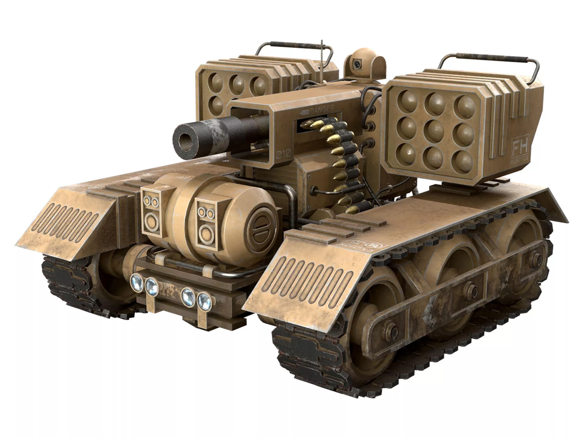 UGV Concept-3B-Desert-Dirty Low-poly 3D model