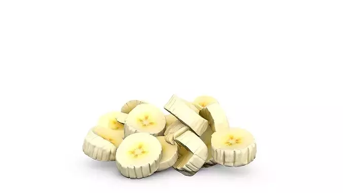 Yellow Banana - Peeled and Cut Pieces - High Poly 3D print model 7
