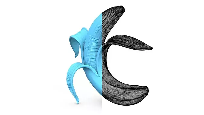 Yellow Banana - Peeled and Cut Pieces - High Poly 3D print model 6