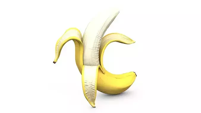 Yellow Banana - Peeled and Cut Pieces - High Poly 3D print model 4