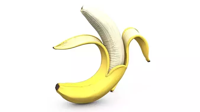 Yellow Banana - Peeled and Cut Pieces - High Poly 3D print model 5
