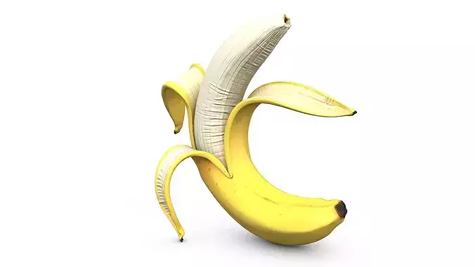Yellow Banana - Peeled and Cut Pieces - High Poly 3D print model 3