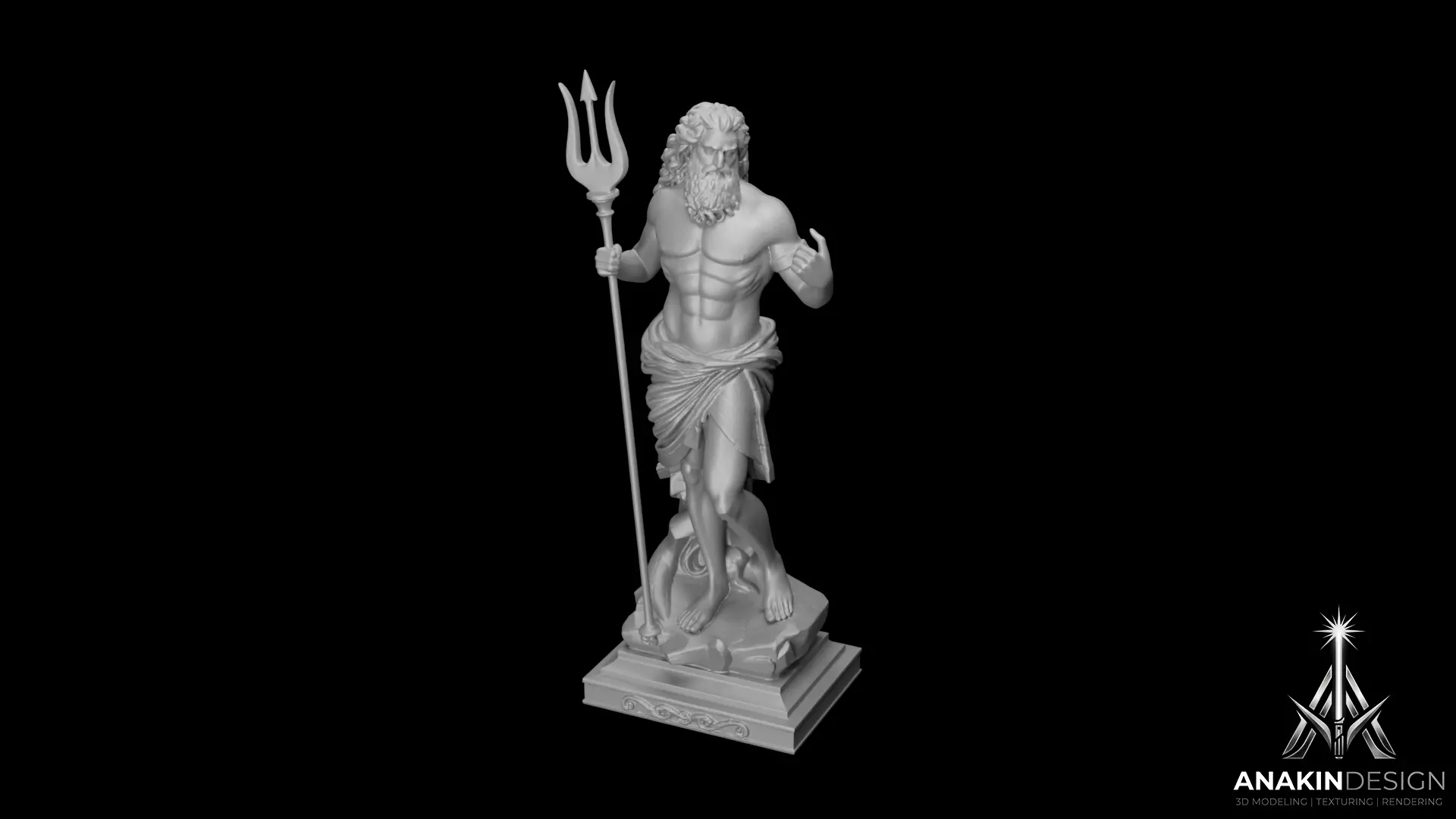 Poseidon Statue - Neptune Statue - Greek - Roman God 3D Print 3D print model