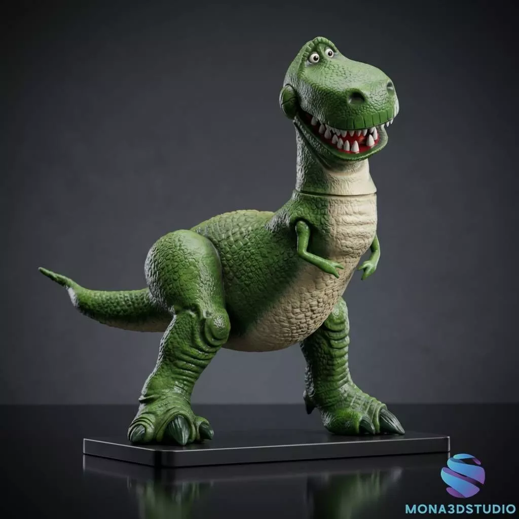 Rex Toy Story - 3D Statue Model - Multi-Part - Pre-supported 3D print model