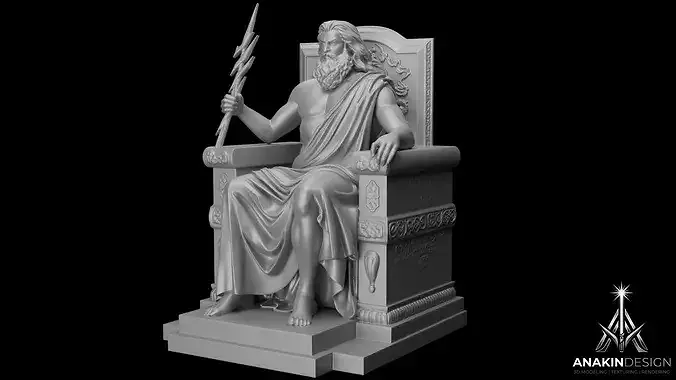 Zeus Statue - Jupiter Statue - Greek - Roman God v1 3D Print 