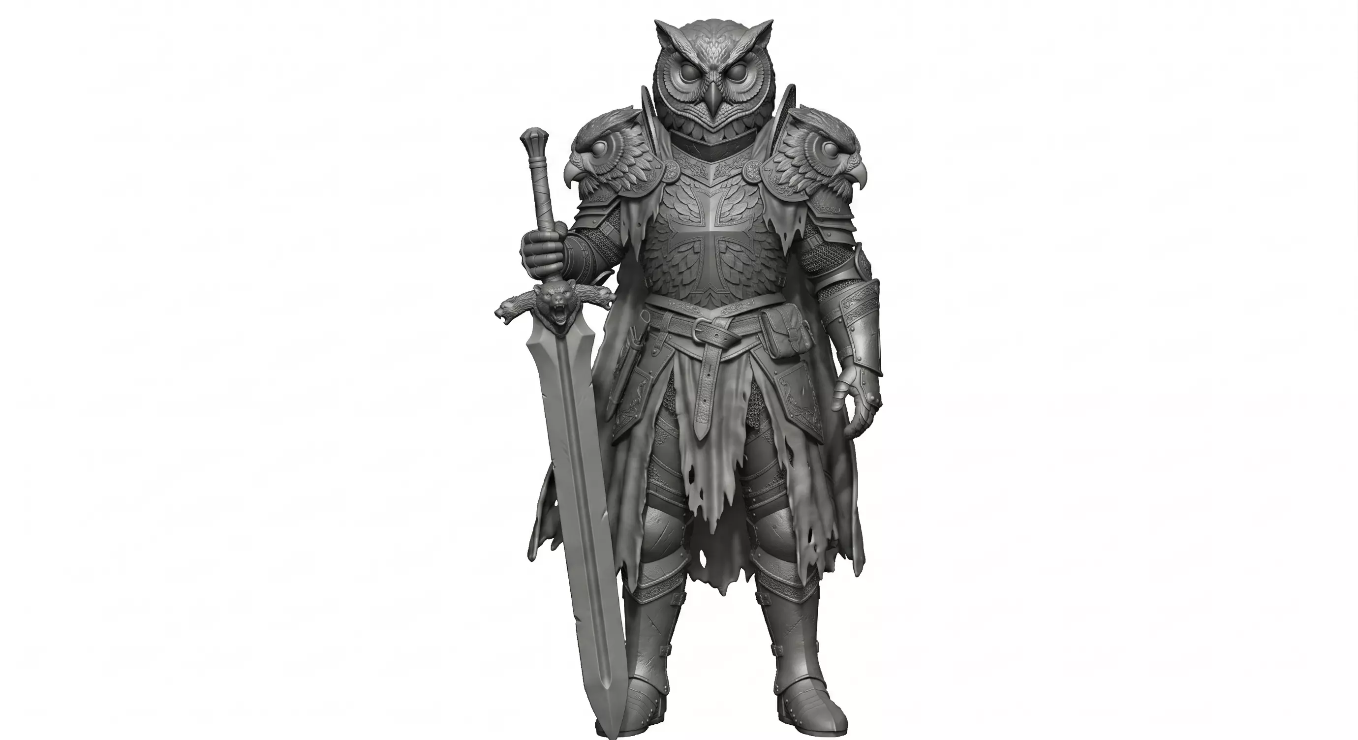 Nocturnal Sentinel - Elite Medieval Owl Knight 3D print model