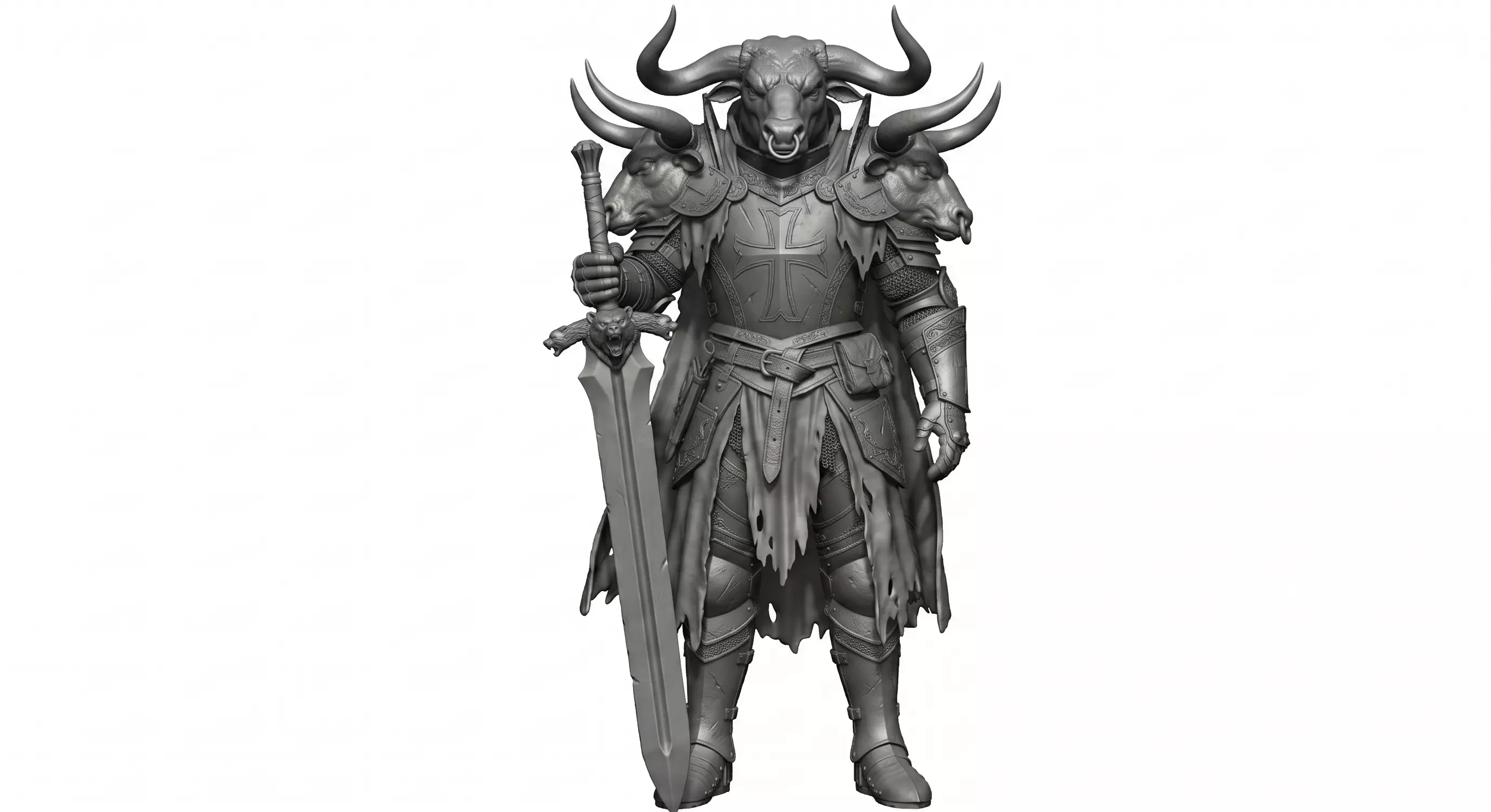 Iron Horn Vanguard - Elite Medieval Bull Knight 3D print model